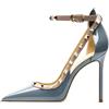 Generic Tacchi Stiletto Donna con Borchie Pelle Verniciata 10cm 12cm Punta a Punta Cavigliera Decolleté con Tacco Alto Eleganti Scarpe da Sera Feste Eventi Formali