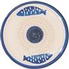 Kaladia Piatto da grattugiare in ceramica, per zenzero, parmigiano, ecc., in bianco con pesci blu, diametro: 12 cm, realizzato a mano e dipinto a mano, prodotto in Spagna