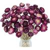 Fairblo 60 Pezzi Fiori Secchi Decorativi per Vaso Margherita Viola con Stelo | Fiori Secchi Naturali 37 cm Fiori Stabilizzati Decorazioni Autunnali per la Casa Vaso Feste Fai da Te DIY Decor