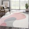 Arvella Rug Tappeto Salotto 110 x 150 cm Morbido, Antiscivolo Tappeto Cucina Lavabile, Pelo Corto Tappeto per Camera Stile Moderno Astratto Inchiostro Rosa