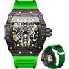 DAXIAOYU Orologio da polso da uomo automatico Tonneau Skeleton meccanico a carica automatica alla moda sportivo cinturino in silicone maschile impermeabile luminoso