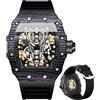 DAXIAOYU Orologio da polso da uomo automatico Tonneau Skeleton meccanico a carica automatica alla moda sportivo cinturino in silicone maschile impermeabile luminoso