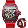 DAXIAOYU Orologio da polso da uomo automatico Tonneau Skeleton meccanico a carica automatica alla moda sportivo cinturino in silicone maschile impermeabile luminoso