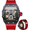 DAXIAOYU Orologio da polso da uomo automatico Tonneau Skeleton meccanico a carica automatica alla moda sportivo cinturino in silicone maschile impermeabile luminoso