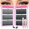 QIWEIS 600 Estensioni Ciglia Individuali Naturale, 30D+40D+50D+60D+80D+100D D Curl | DIY Eyelash Extension Kit, 8-16mm, Extension Ciglia Cluster Lashes con Pinze e Colla, per Ragazze e Donne Principianti