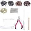 JYYWTSI Kit Microring Extension, 500 Micro Anelli con Silicone e Accessori | Accessori extension capelli con 4 clip a becco, 100 elastici, 1 pinza, 1 uncino, 1 ago, 1 pettine a coda e scatola