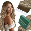 Easyouth Extension Biadesive Capelli Veri Ombre Biondo 60cm Extension Biadesivo Remy Balayage Marrone Scuro Medio Biondo Chiaro Extensions Capelli Veri Adesivo Lunghi #3/8/22 50g 20pz