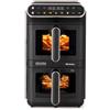 ARIETE - 4640 Air Fryer Vertical DUO, Friggitrice ad aria doppia verticale, 2460W, 11L, Due cestelli, Sync e Dual, 6 programmi, Funzione Grill, Fino a