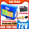 DIANKAISHOU Nuovo Pacco Batteria al Litio 72V 40Ah 30Ah 20Ah 10Ah 21700 20S8P con BMS Integrato, Batteria Ricaricabile ad Alta Potenza per Motori 0-3500W