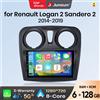 Junsun Autoradio Android Auto Junsun per Renault Logan 2 Sandero 2014 2015 2016 2017 2018 2019, Sistema Multimediale Intelligente con Apple CarPlay Wireless, Schermo Touch IPS, Lettore Video Stereo, Unità di