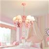 HomeLover Lampadario con papillon rosa Camera da principessa romantica Lampade a sospensione per camera da letto per ragazza Paralume in tessuto Lampade a sospensione per camera dei bambini