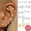 ROXI Orecchini a Nappa in Argento Sterling 925 con Moissanite da Donna, Orecchini a Perno Geometrici con Chiusura Piatta, Pendente a Fiore Helix, Gioielli Raffinati