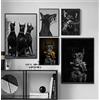 Potdemiel Poster Moderno di Doberman Nero con Pistola Dorata, Dipinto su Tela, Arte Murale di Lusso con Animali per Soggiorno