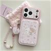 TOPTOY Custodia per telefono in pelle con coniglietto e dessert di ciliegie per iPhone 16 Pro 17 Pro Max 13 14 15, cover antiurto con cerniera, stile kawaii