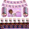 Potdemiel Piñata a forma di bambina dei cartoni animati, decorazioni per feste di compleanno a tema piccolo medico, piatti, tovaglioli, palloncini, striscioni, oggetti di scena per fotografia bambini, regali