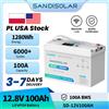SANDISOLAR Batteria Sandisolar Lifepo4 12V 100Ah 12.8V Batteria al Litio 6000+ Cicli con BMS Bluetooth, Celle Grand A, per Barca Camper, Magazzino UE