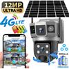 V380 Telecamera IP Solare 4G V380 Pro 12MP, CCTV con Tre Schermi, Tracciamento Automatico, Impermeabile per Esterni, Telecamera di Sorveglianza PTZ 6K, Alimentata a Batteria Ricaricabile, Telecamera di