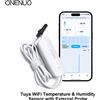 ONENUO Sensore di temperatura e umidità WiFi Tuya per interni o esterni, controllo tramite app, termometro domestico compatibile con Alexa e Google Home Voice