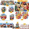 Bandai Kit Decorazioni per Festa di Compleanno One Piece, Personaggi Anime Luffy e Zoro, Piatti, Tovaglia, Decorazioni per Torta, Articoli per Feste, Regali di Compleanno