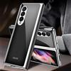 COQUE Custodia Cover per Galaxy Z Fold 3, Guscio Lucido Verniciato in Vetro Temperato 9H, Cover Pieghevole per Telefono Samsung Galaxy Z Fold 3 5G-Fibra di carbonio