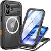 Lanhiem Cover per iPhone 16 IP68 Impermeabile Antiurto 360 Completa, Nero | Waterproof,Resistente,Integrale,Protezione Dello Schermo,Compatibile con Mag-Safe,Antipolvere,Anti Urto,Subacquea,Rigida