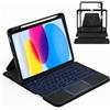 JMBAOTEK Custodia con tastiera per iPad A16 11a generazione 2025/10a generazione 2022 (10,9/11 pollici) con touchpad, retroilluminazione di 7 colori, magnetica, rimovibile, tastiera Bluetooth