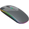 TEEKU Mouse wireless ricaricabile con illuminazione a LED, silenzioso, 2,4 G, mouse wireless (grigio, taglia unica)