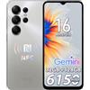 DOOGEENEXT Note 56 X Pro Android 16 Smartphone 2026, 6150mAh, NFC, Gemini AI, Argento | 32GB+128GB/2TB Telefono Cellulare Offerta, 6.56 HD+90Hz, 13MP+8MP, 4G Dual SIM Smartphone Offerta, Widevine L1/Face ID/3.5mm