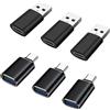 CQZYSM Set di 3 adattatori da USB-C a USB + Set di 3 adattatori da USB-C a USBC, adattatori da USB-C aUSB, adattatori USB per smartphone da 17/16/15 pollici, tablet, serie Galaxy S24/S23 e laptop