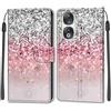 TOMYOU Cover per Honor 90 5G, argento e rosa | Antiurto Protettiva Portafoglio, Slot per Schede, Magnetica, Custodia in Pelle PU, Libro Flip,Funzione Stand