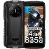 DOOGEENEXT Fire 3 Rugged Smartphone 4G, 8350mAh Telefono indistruttibile 12GB+64GB/2TB | 5.5'' HD+,13MP+8MP Kameran Telefono robusto,Dual SIM 4G/NFC/IP68I&P69K/OTG/GPS/FM Telefono Robusto Indistruttibile, Nero