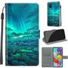 TOMYOU Cover per Samsung Galaxy A51 / M40S, aurora verde | Antiurto Protettiva Portafoglio, Slot per Schede, Magnetica, Custodia in Pelle PU, Libro Flip,Funzione Stand