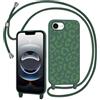 Tikgue Custodia per iPhone 16e/iPhone 17e con nastro, motivo leopardato, custodia protettiva in morbido silicone liquido, antigraffio e antiurto, verde