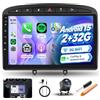 Hodozzy 【2+32G】Hodozzy Carplay Autoradio per Peugeot 408/308/308SW 2008-2015, 9 Pollici Schermo IPS Stereo Auto Bluetooth 5.0 con Android Auto/EQ/GPS/Wifi/RDS/USB/SWC+Telecamera Posteriore