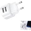 FinalCool Mini Caricatore da Muro Piatto 2 Porte, Caricatore da Presa Piatto Doppia Porta 5V 2,1A, Spina EU, Alimentatore USB per Cellulare, Tablet, Orologio Smartphone, MP3, Bianco
