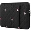 BAAGOAZ Custodia per PC Portatile 13-14 Pollici, Fiocchi Ricamati, Nero | Tasca Frontale, Trapuntata e Imbottita, Custodia per Laptop, Chromebook e MacBook Air/Pro M5-M1 13,3/13,6/14,2 Pollici