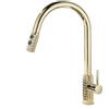 LAKKOAKOAA Rubinetto Cucina Rubinetto Lavello Con Doccetta Estraibile, 2 Modalità, Stile Moderno Girevole A 360 ° Monocomando Ottone Miscelatore Cucina, Rubinetto Lavello Cucina, Oro