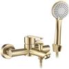 Rea - Ontario Js-11803Bg Rubinetto Da Vasca Oro Spazzolato, Miscelatore Bagno In Ottone Con Doccetta Calda E Fredda Regolabile 17,5x15x23,5cm