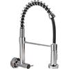 YWJFSA Rubinetto Cucina a Muro con Doccetta Estraibile Girevole a 360°,2 Tipi di Getto,Beccuccio Flessibile,Monocomando Rubinetto Solo Acqua Fredda,Placcatura