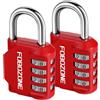 FOBOZONE 2 Pezzi Lucchetto Armadietto Combinazione 4 Cifre, Rosso | Resistente alle intemperie, corpo lega di zinco, arco acciaio antitaglio, per armadietti palestra/scuola, capannoni, cancelli
