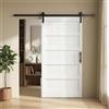 HOMCOM Porta Scorrevole Esterna Muro 106.7x213.4 cm Effetto Legno Bianco | Porta Scorrevole da Interno, Binario Acciaio, Industriale Shaker, Maniglia, Silenziosa, Morbida, Kit Ferramenta, Impermeabile