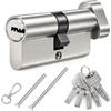 flintronic 80 mm (40T/40) serratura a cilindro in lega di zinco, Cilindro per Serrature, con 5 chiavi standard, 2 viti di fissaggio (60 mm, 75 mm) e 1 portachiavi; adatto a tutti i tipi di porta