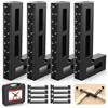 Housolution Morsetti d'Angolo 90° per Lavorazione Legno, 4 Pack, Nero | 4,05 x 2,2 Squadra Alluminio con 4 Morsetti Tipo C, 1 Chiave Allen, 4 Pastiglie Antiscivolo per Armadi, Cornici, Cassetti