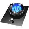 YINMAN Fornello A Gas Singolo, Fuoco A Nove Cavità Da 5,2 KW, Portapentole In Ghisa In Vetro Temperato Nero, Fornello Di Conversione Gas Liquefatto/gas Naturale, Installazione Desktop/incorporata(NG)