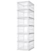 LEOFLA Scarpiera Verticale Salvaspazio 6 Livelli circa 25,5 x 34,5 x 105 cm, Struttura in Plastica Rigida - Mobile Porta Scarpe con Sportelli Trasparenti per Camera, Ingresso e Cabina Armadio