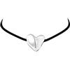 Breil, Collezione Big Heart, Choker Donna con Cordino in Camoscio Nero Dotato di un Elemento Bombato in Acciaio Lucido a Forma di Cuore, Finalini in Acciaio, Lunghezza 110 cm