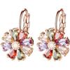 Homxi Pendente Orecchino Donna,Orecchini in Placcato oro Orecchini Fiore con Zirconia Cubica Orecchini Donna Oro Bianco