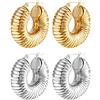 JewelryWe Orecchini a Cerchio Grossi Geometria: Orecchini Grande Leggero in Acciaio Inossidabile Colore Oro Idee Regalo per Donne