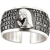 Gioielli Aurum Anello Ave Maria Argento 925 Brunito Regolabile Uomo e Donna | Anello preghiera religiosa