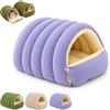 WANWEN Cuccia Morbida per Gatti, Tunnel in Tessuto a Coste con Fodera in Peluche, Cuccia a Grotta con Bottoni a Pressione per Gatti e Cani di Piccola Taglia (Viola,45cm)